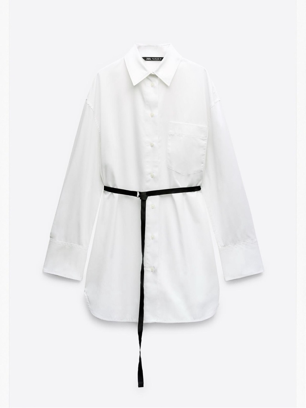 LONG BELTED GABARDINE SHIRT